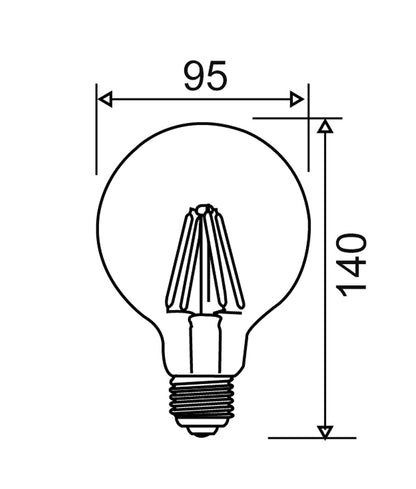 G95 LED Filament Dimmable Globes Clear Diffuser (6W)