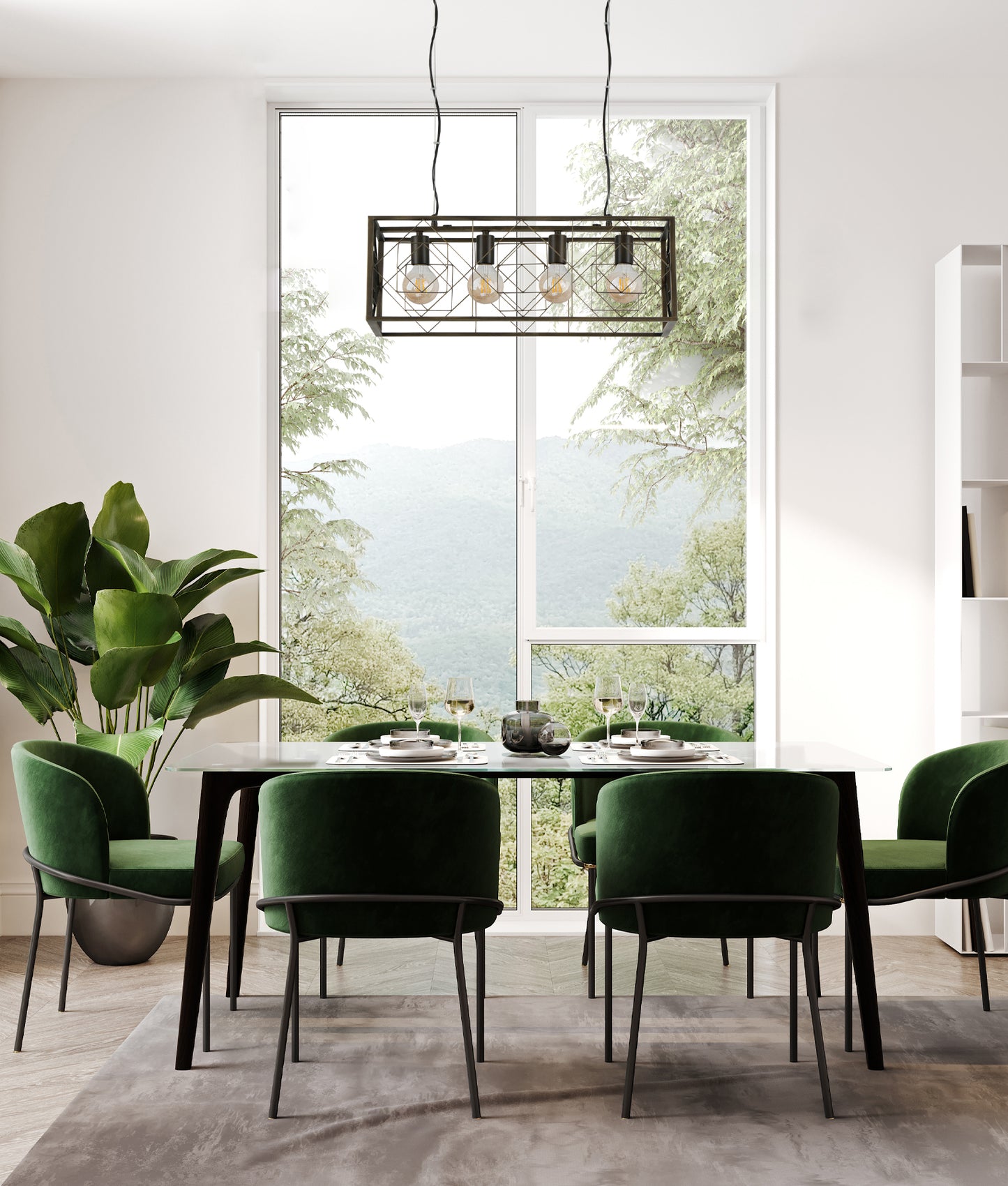 GAGGIA: Interior Rectangular Imitation Antique Brass Cage Pendant Lights