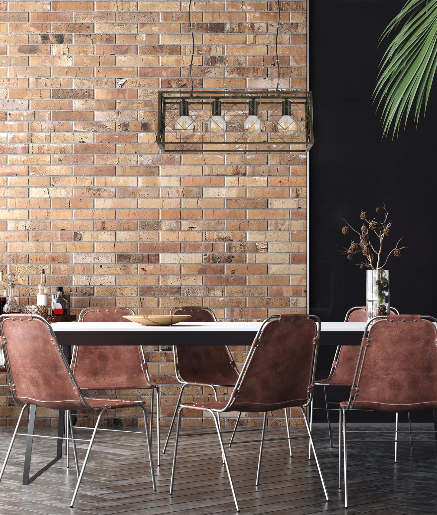 GAGGIA: Interior Rectangular Imitation Antique Brass Cage Pendant Lights