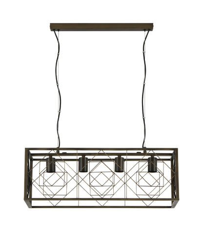 GAGGIA: Interior Rectangular Imitation Antique Brass Cage Pendant Lights