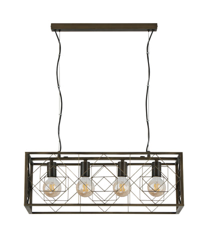 GAGGIA: Interior Rectangular Imitation Antique Brass Cage Pendant Lights