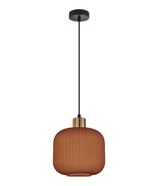 GOMITAS: Interior Translucent Glass Shade with Brass Highlight Pendant Lights