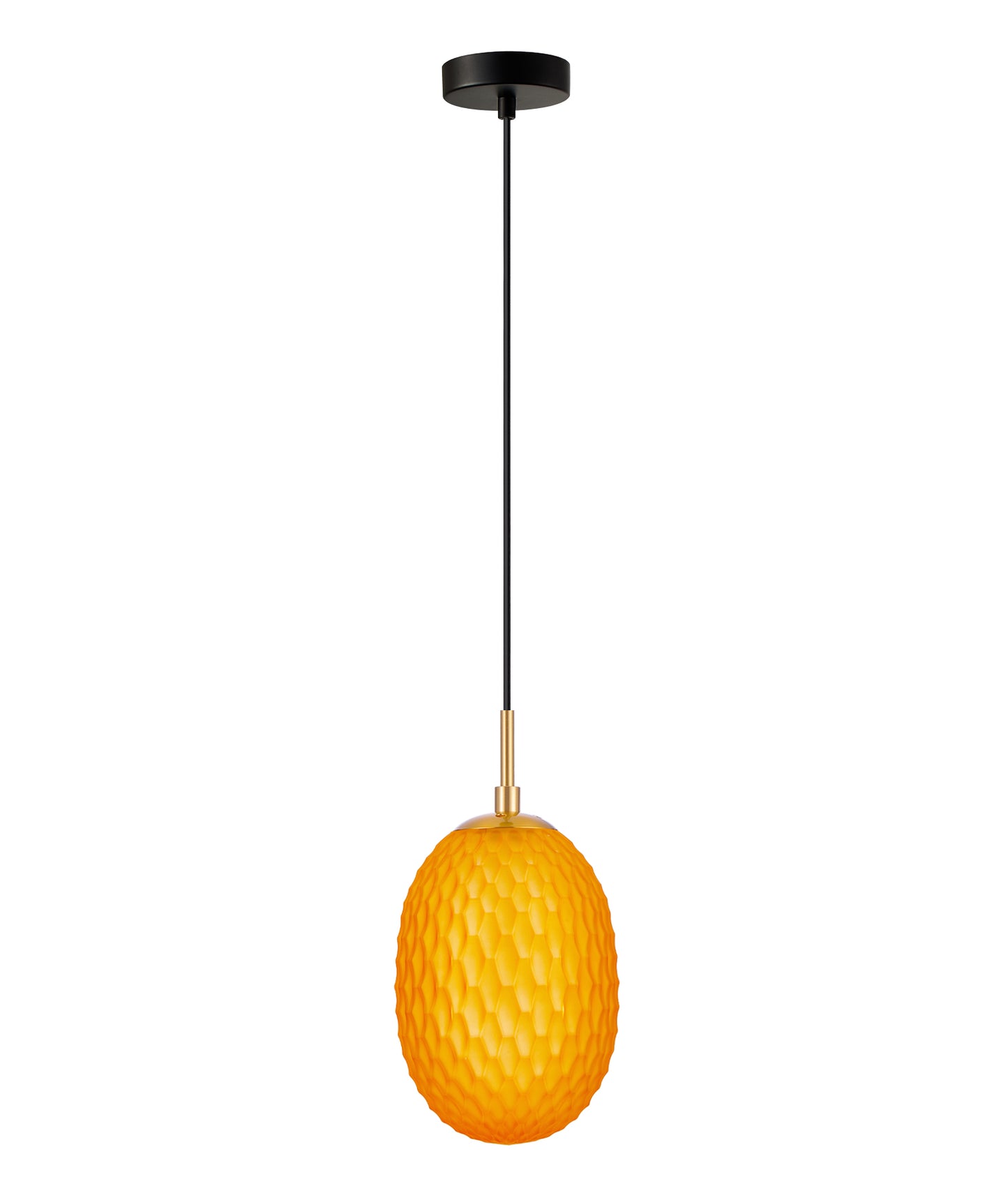 KATHAL: Interior Ellipse Glass Segmented with Brass Highlight Enclosed Pendant Lights