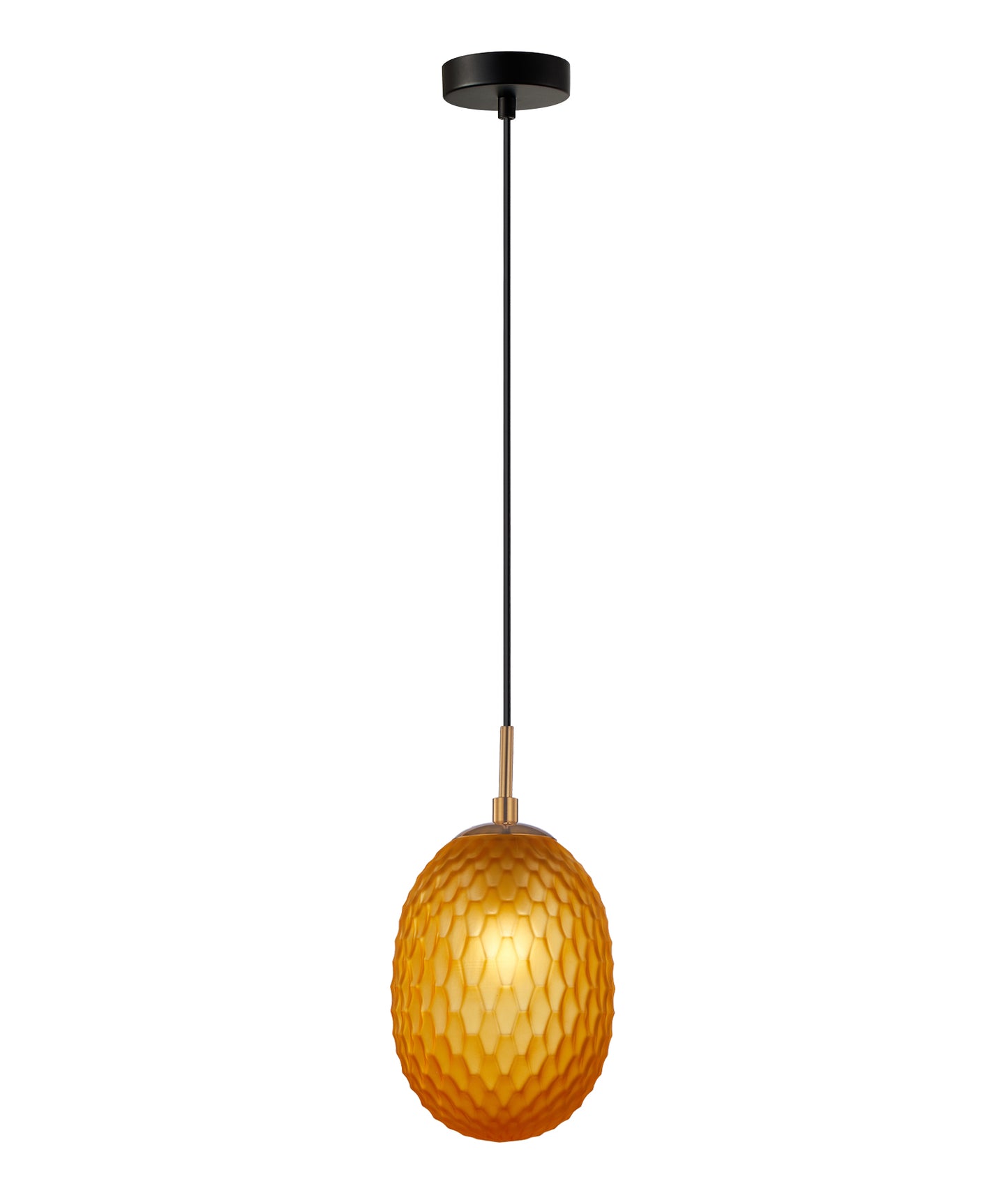 KATHAL: Interior Ellipse Glass Segmented with Brass Highlight Enclosed Pendant Lights