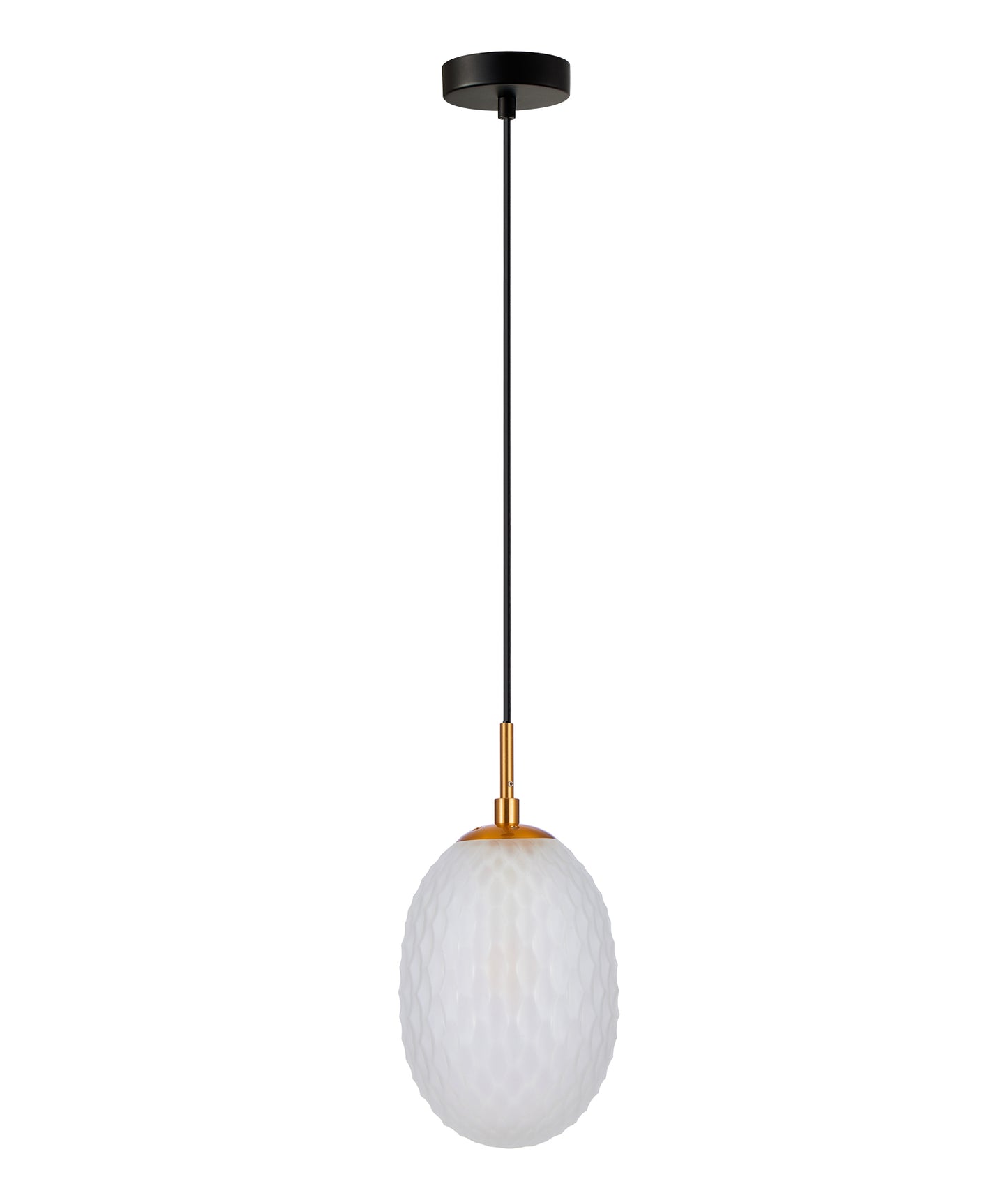 KATHAL: Interior Ellipse Glass Segmented with Brass Highlight Enclosed Pendant Lights