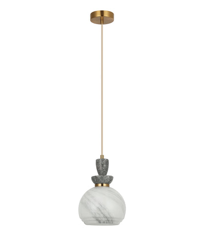 MARMARA: Interior Marbled Glass Wine Glass Shape with Travertine / Marble Highlight Pendant Lights