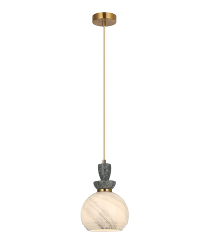 MARMARA: Interior Marbled Glass Wine Glass Shape with Travertine / Marble Highlight Pendant Lights