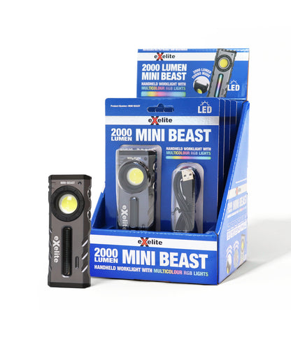 MINI BEAST: LED Worklight Multicolour RGB Lights USB-C Rechargeable IPX6 IK07