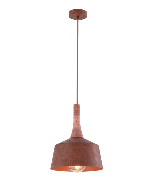 OXIDO: Interior Rustic Brown with Travertine Highlight Angled Dome Pendant Lights