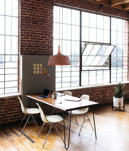 OXIDO: Interior Rustic Brown with Travertine Highlight Angled Dome Pendant Lights