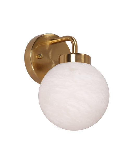 PALLA: Interior Single Sphere Marble with Brass Highlight Round Base Wall Light