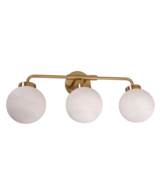 PALLA: Interior Triple Sphere Marble with Brass Highlight Round Base Wall Light