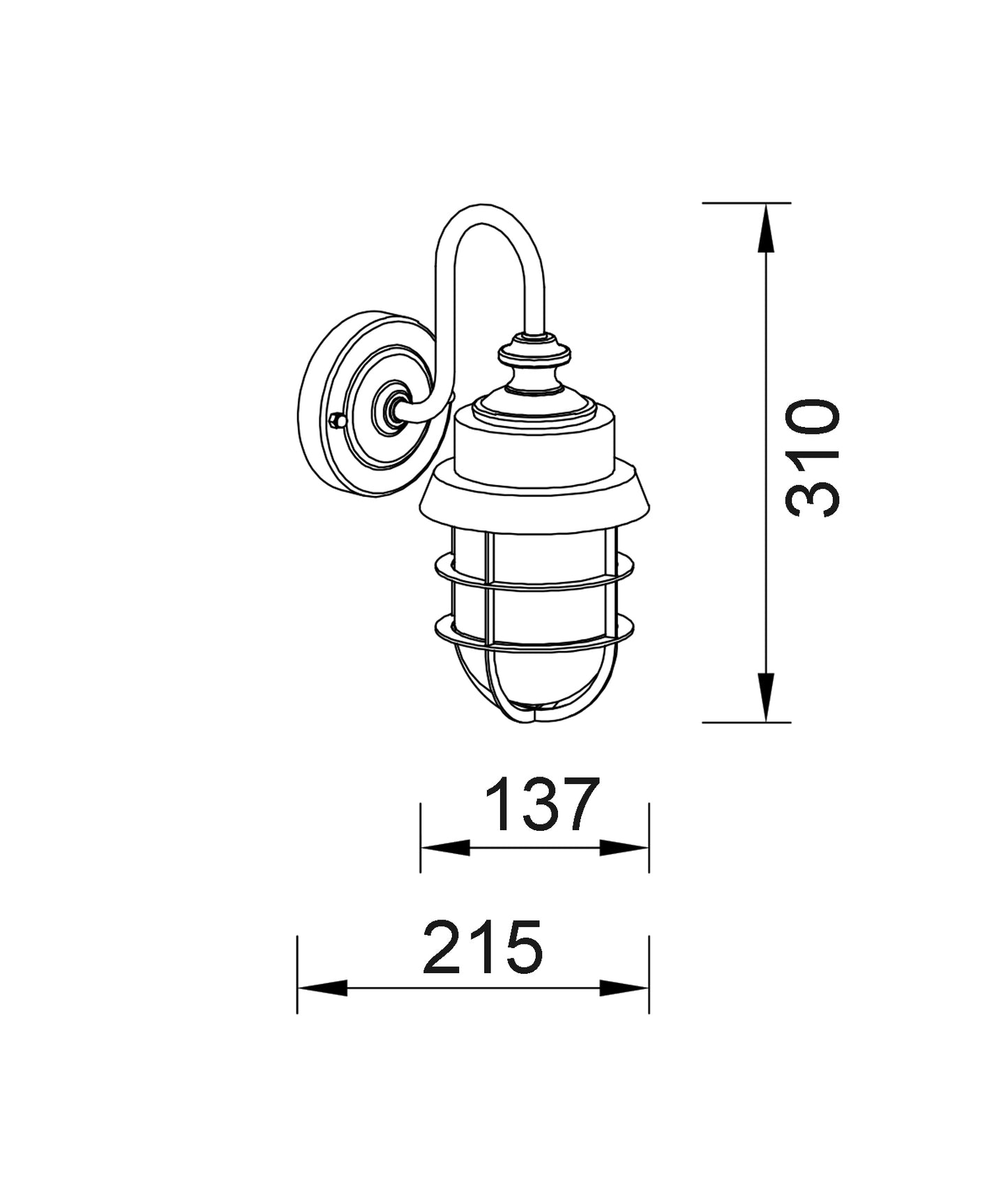 PAROL: Exterior Cylinder Glass with Cage Wall Lights IP44