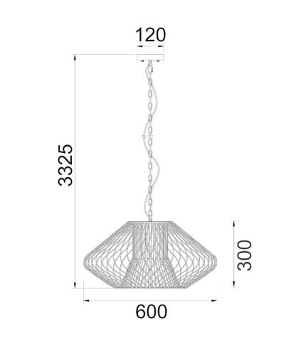 PARRILLA: Interior Oval Cage Iron Pendant Lights OD600mm