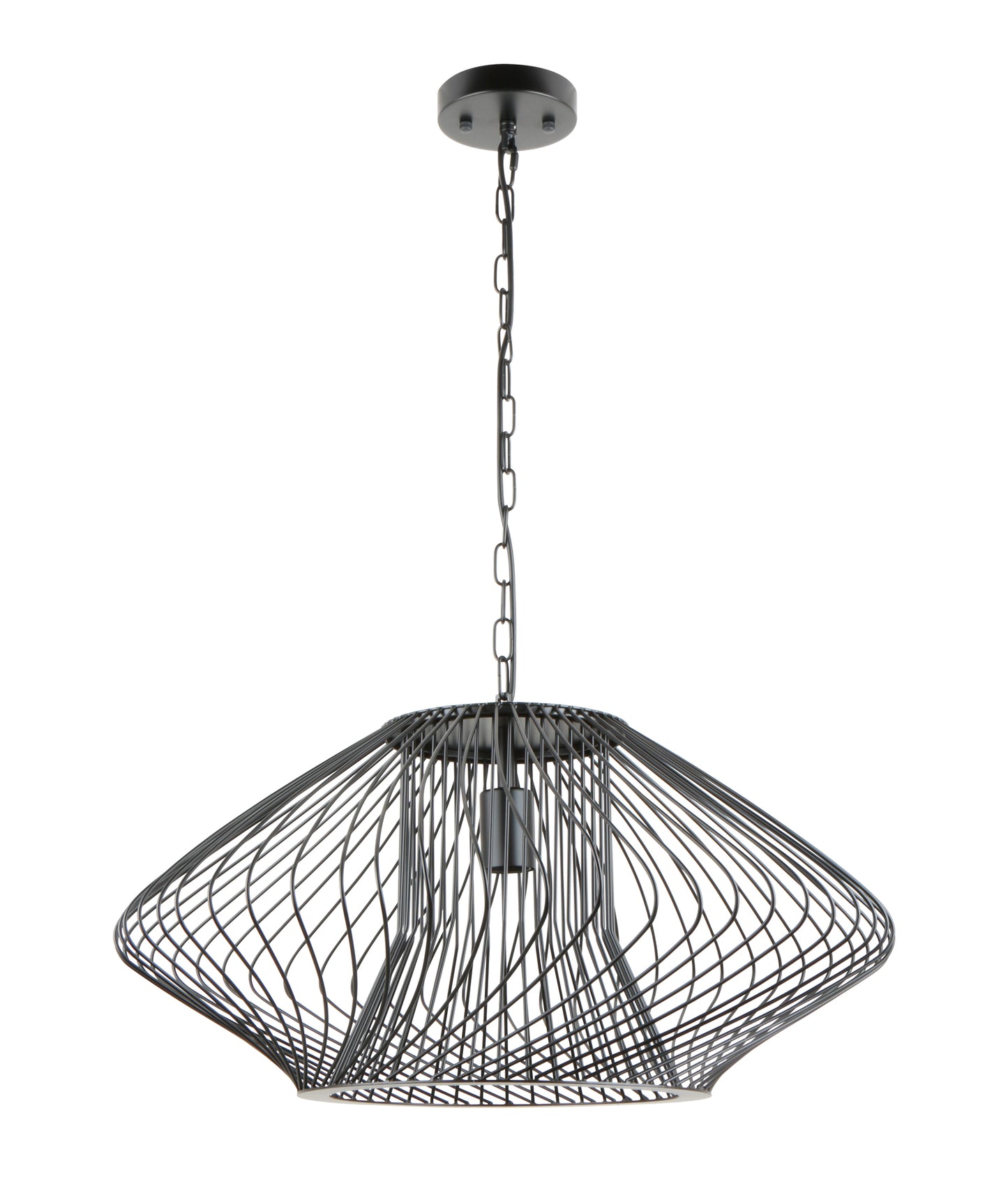 PARRILLA: Interior Oval Cage Iron Pendant Lights OD600mm