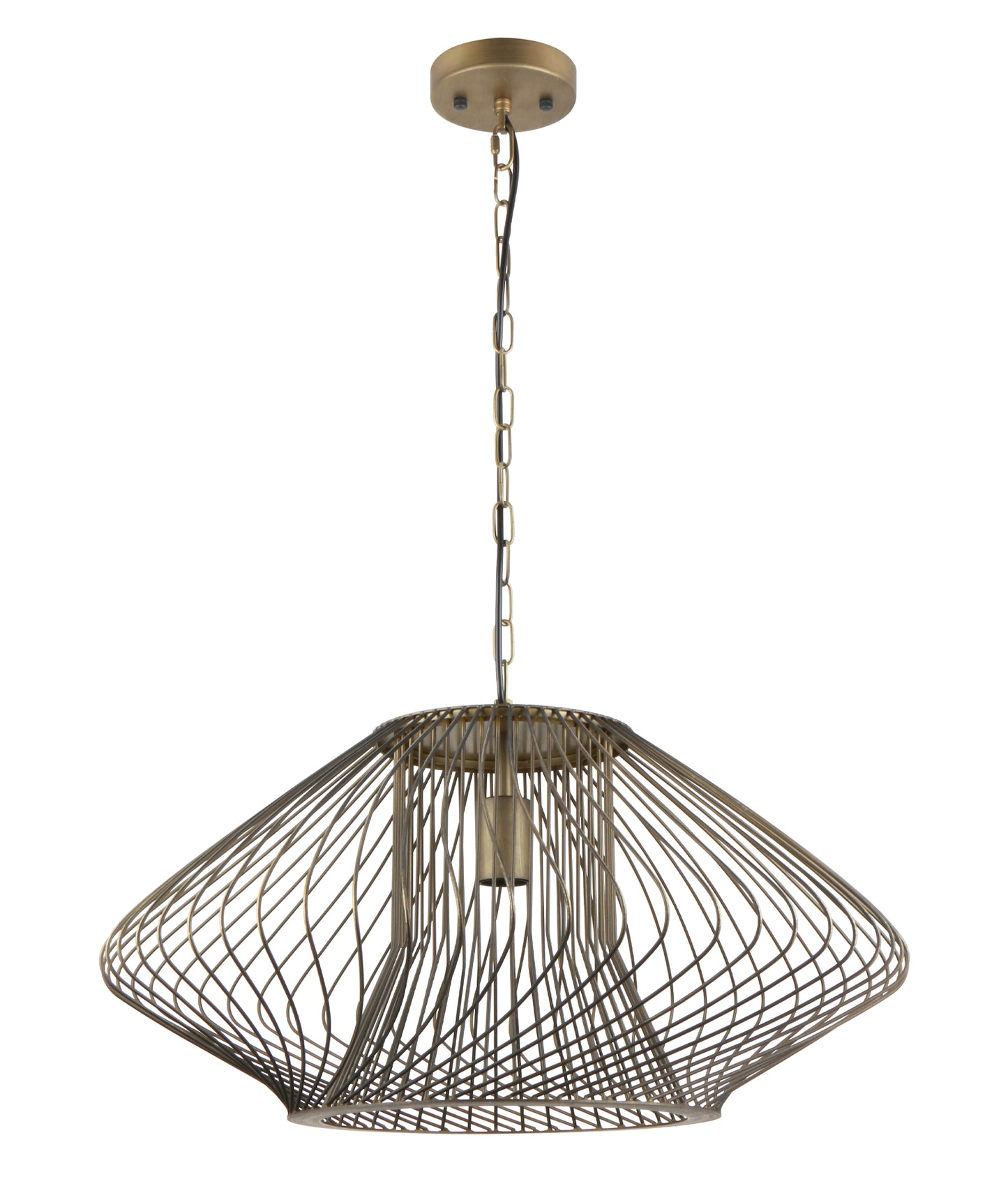 PARRILLA: Interior Oval Cage Iron Pendant Lights OD600mm