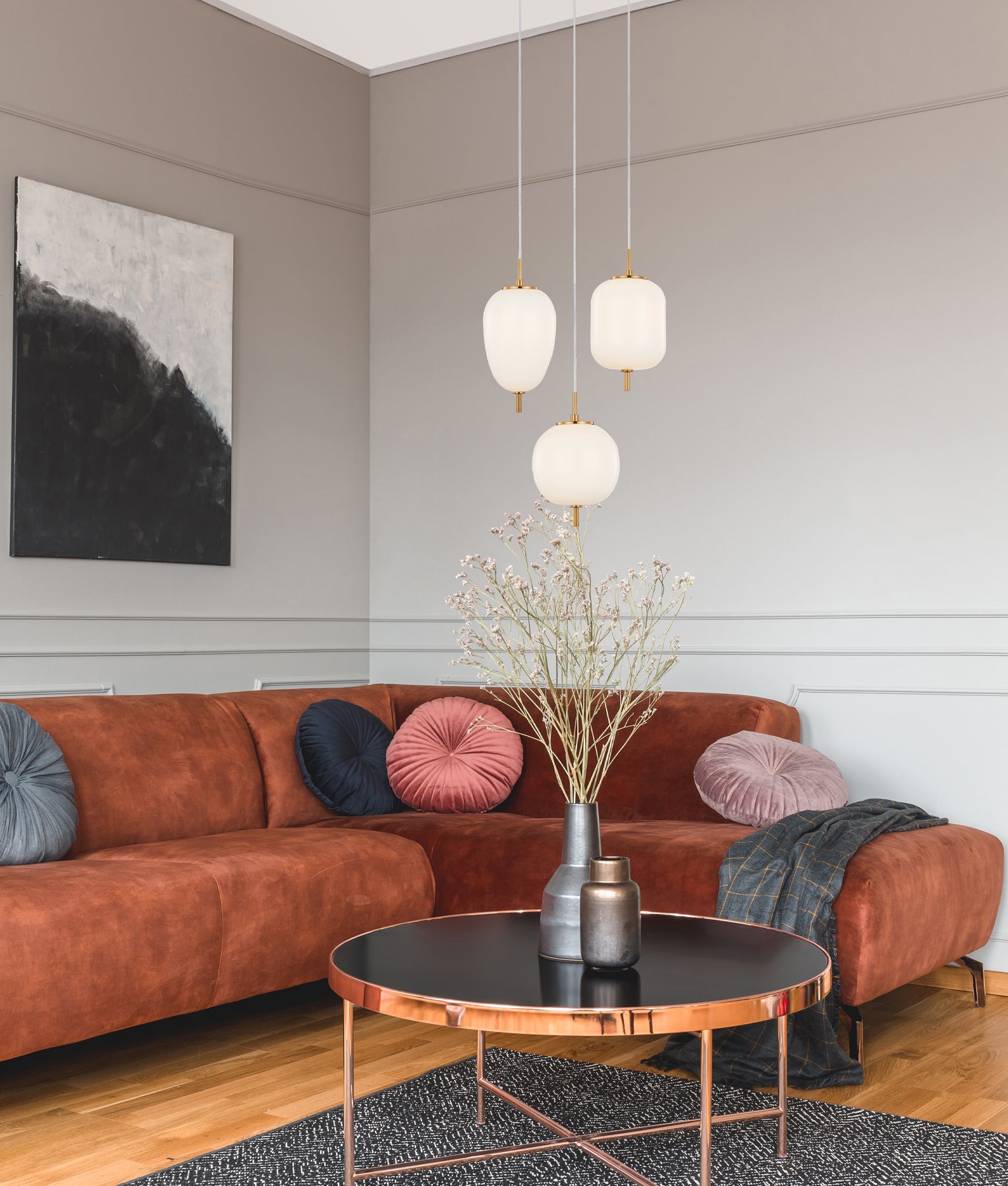 PINO: Interior Opal Matte / Smokey Black Mirror Finish Jar Pendant Lig ...