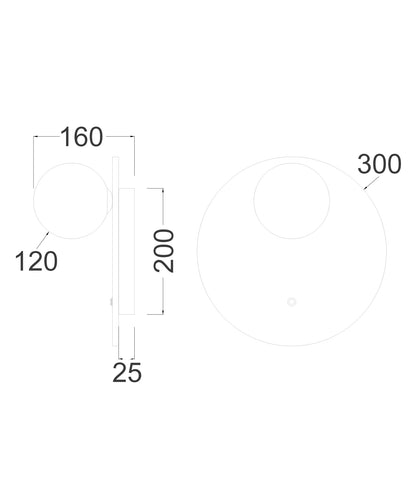 POI: Interior Round Travertine Base with Beige Finish & Round Opal Diffuser Wall Light