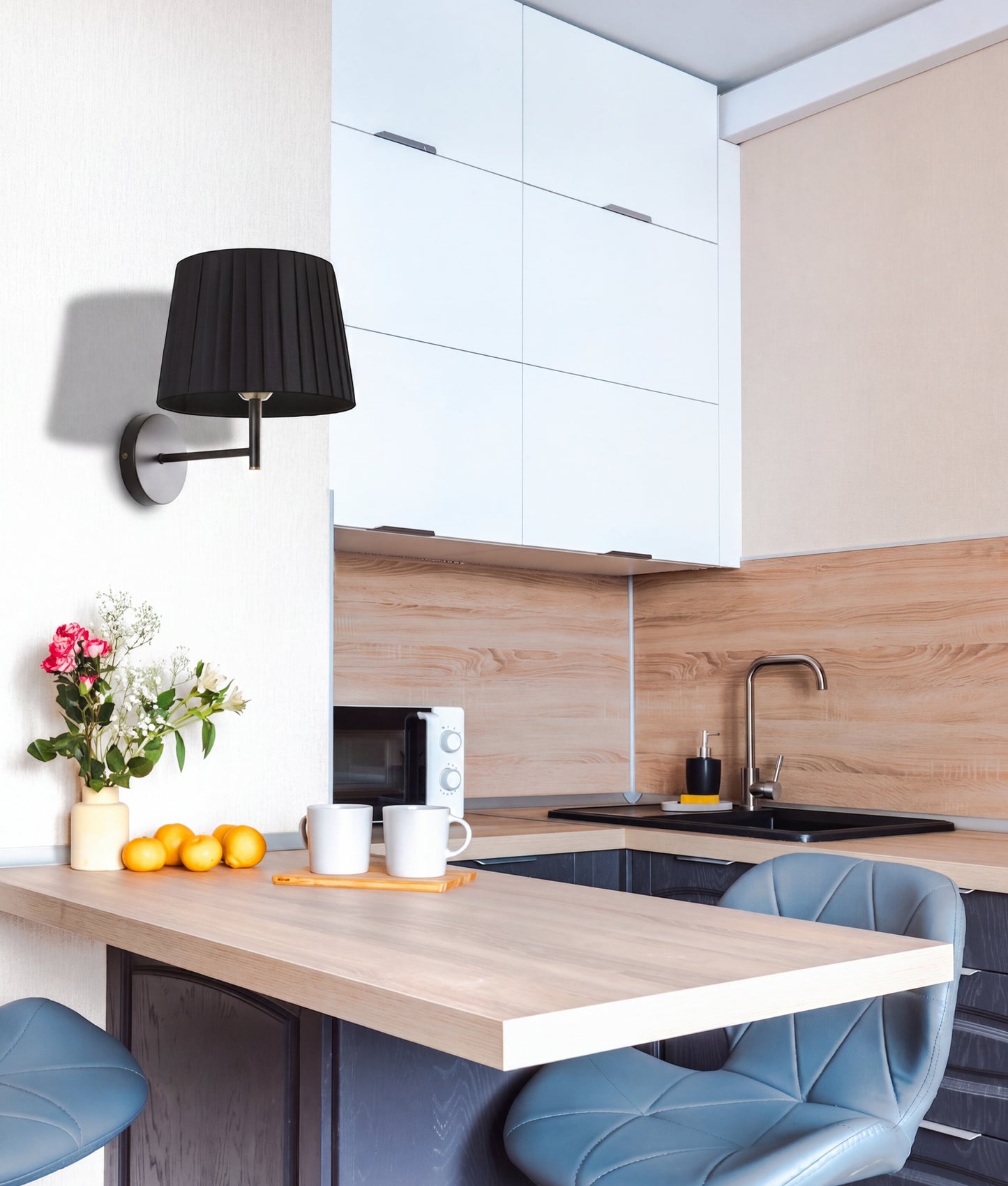 PREGA: Interior Slanted Pleated Fabric Shade Wall Lights