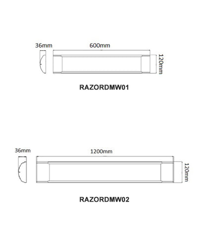 RAZORDMW: Interior LED Surface Mounted Dimmable Tri-CCT Battens (Wide)