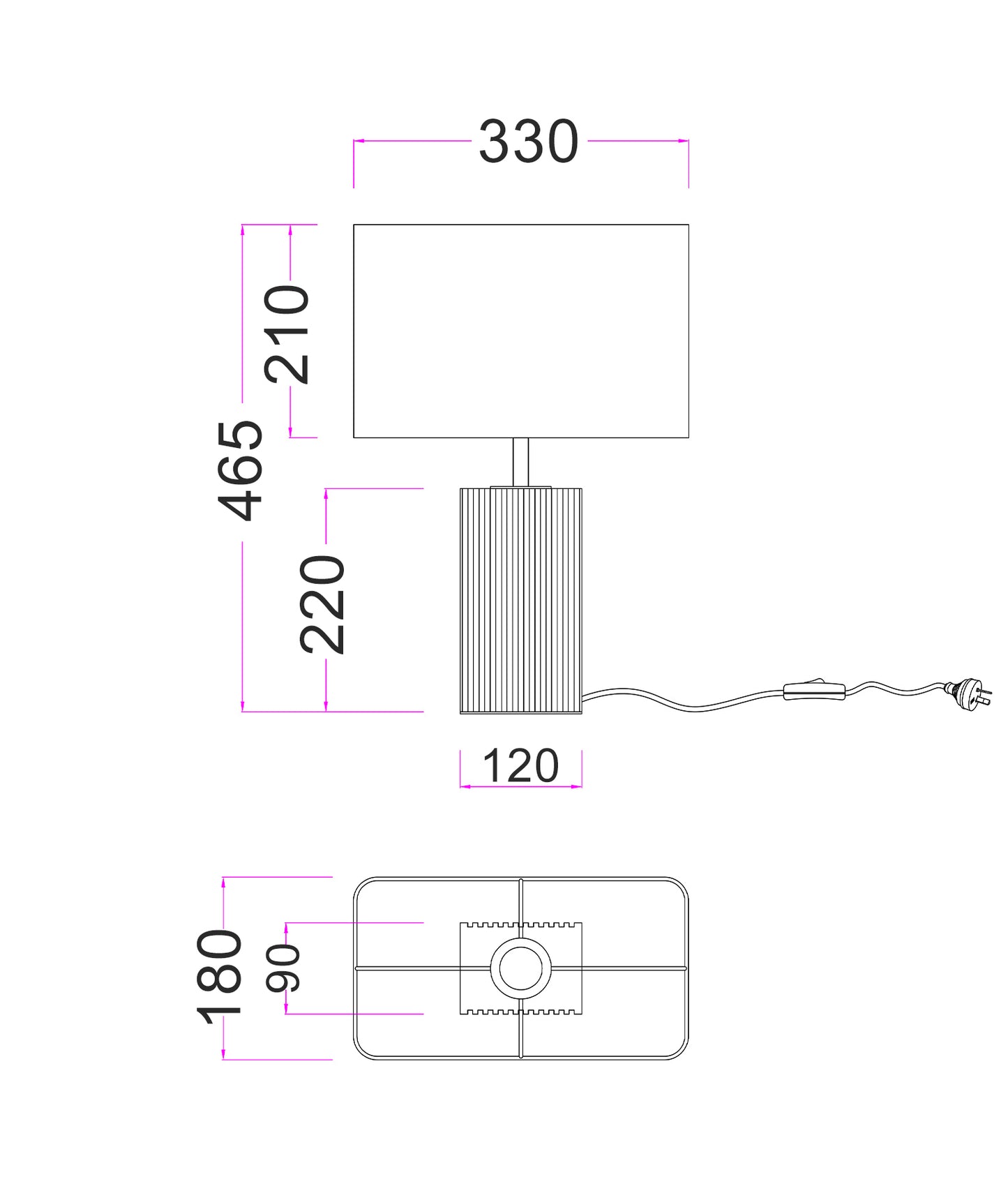 SAGITTA: Beige Travertine Base Rectangular Fabric Cream Shade Table Lamps
