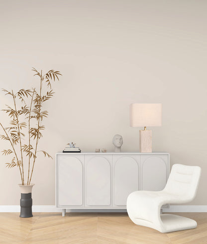 SAGITTA: Beige Travertine Base Rectangular Fabric Cream Shade Table Lamps