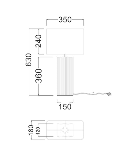 SAGITTA: Beige Travertine Base Rectangular Fabric Cream Shade Table Lamps