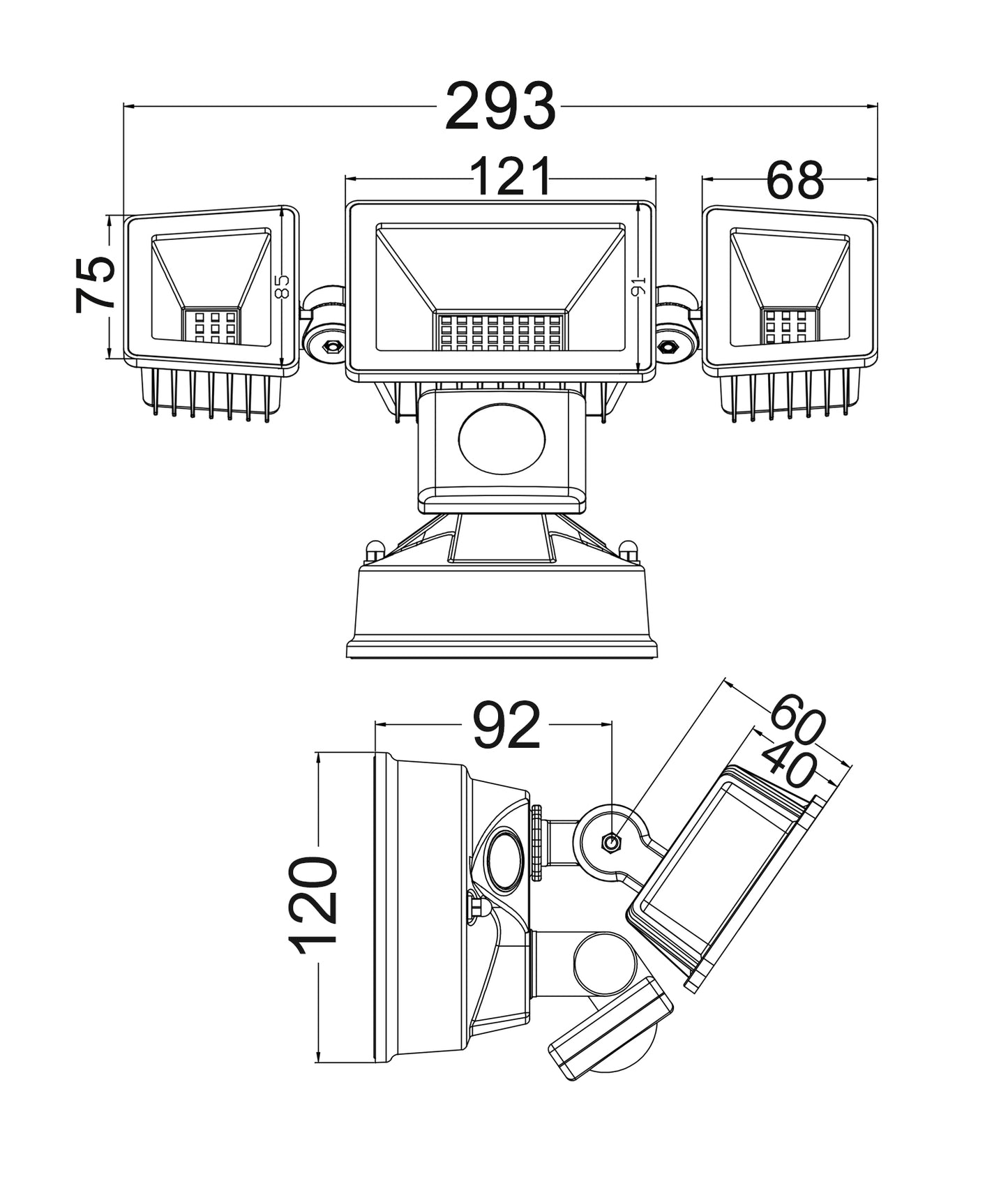 SEC11S: LED Tri-CCT 30W Adjustable Security Light with Sensor IP65