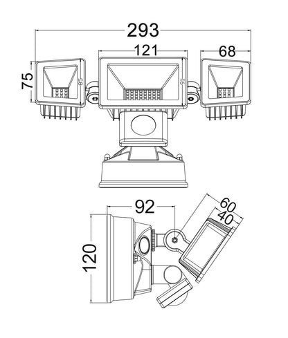 SEC11S: LED Tri-CCT 30W Adjustable Security Light with Sensor IP65