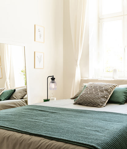 SINO: Interior Ellipse Clear Glass Shade Marble Base Table Lamps