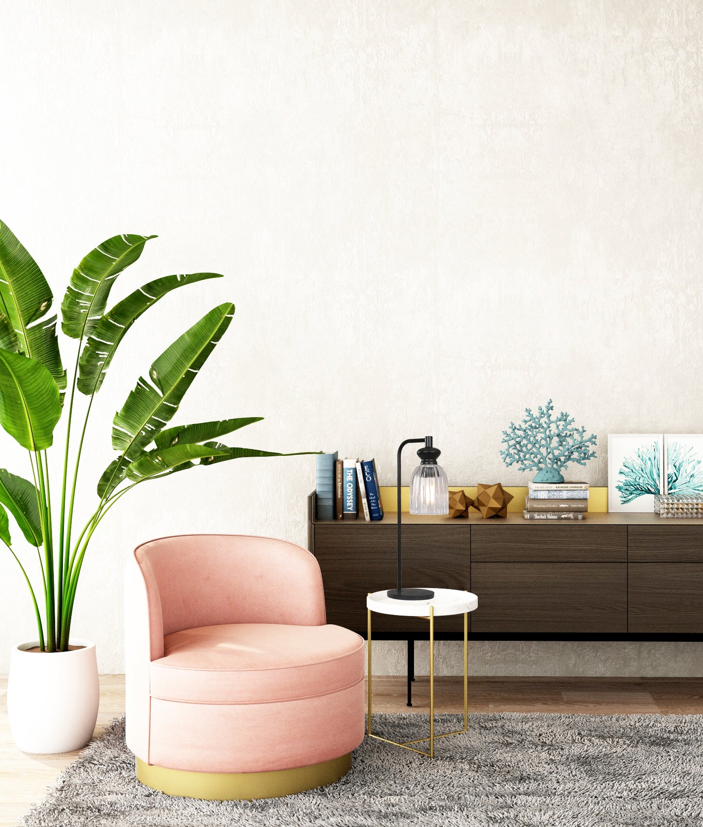 SINO: Interior Ellipse Clear Glass Shade Marble Base Table Lamps