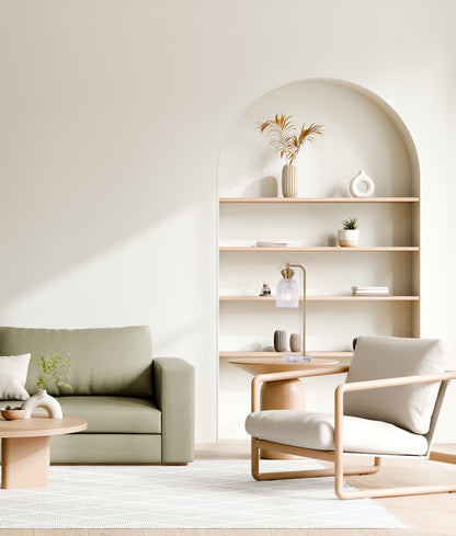 SINO: Interior Ellipse Clear Glass Shade Marble Base Table Lamps