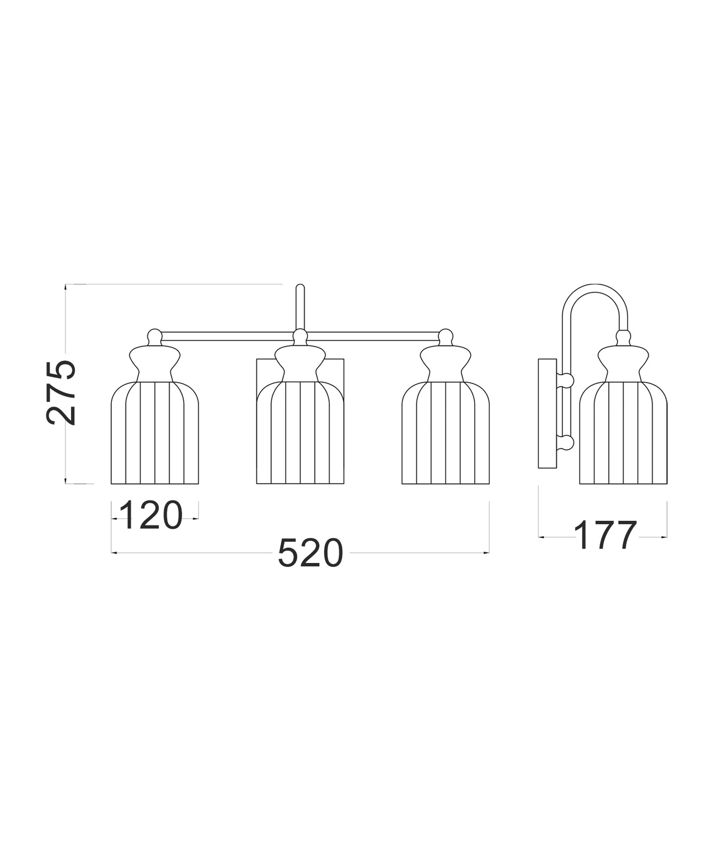 SINO: Interior Ellipse Triple Clear Glass Shade Wall Lights