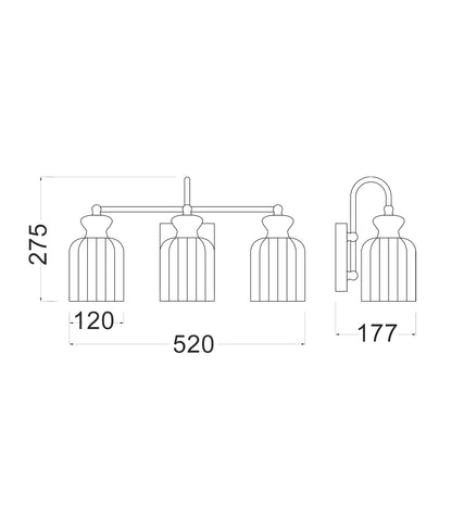 SINO: Interior Ellipse Triple Clear Glass Shade Wall Lights