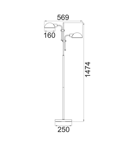 TETTU: Adjustable Height Swivel Head Sand Black Floor Lamps