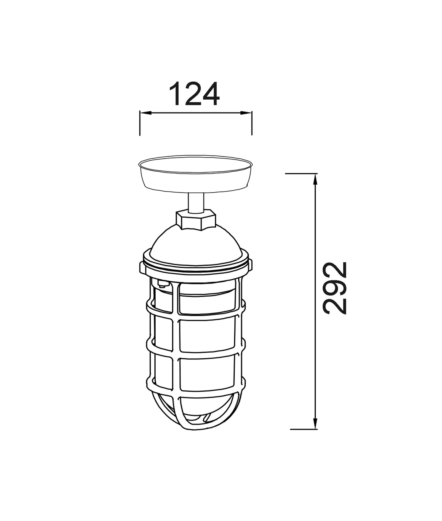 VILLAKU: Exterior Cylinder Aluminium & Glass with Cage Ceiling / Wall Lights IP44