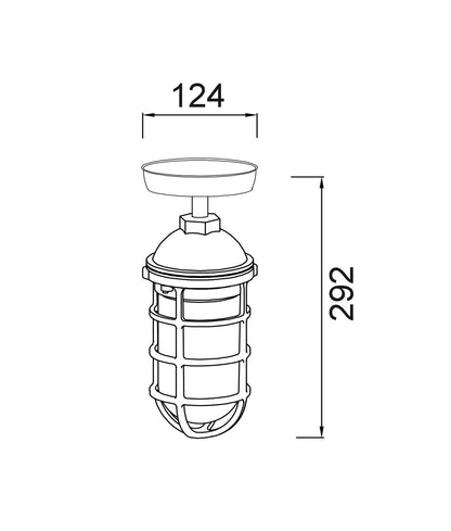 VILLAKU: Exterior Cylinder Aluminium & Glass with Cage Ceiling / Wall Lights IP44