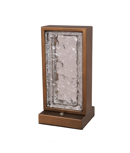 ZEIGEL: Interior LED Rectangular Textured Ice Glass Diffuser Table Lamps