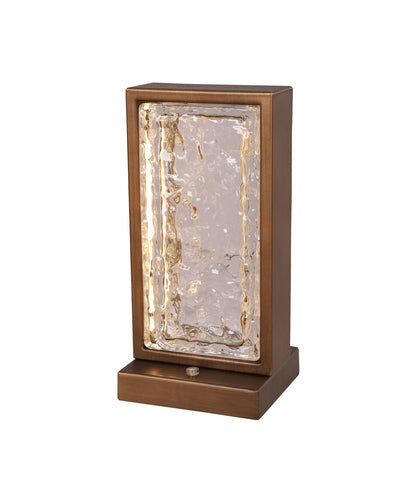 ZEIGEL: Interior LED Rectangular Textured Ice Glass Diffuser Table Lamps