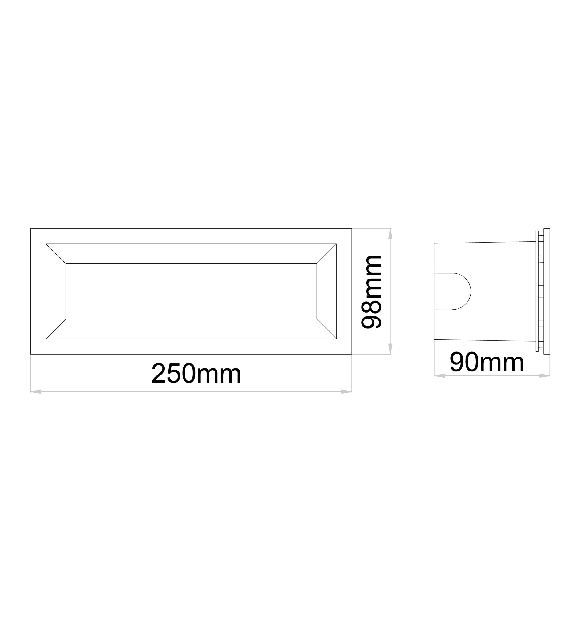 BRICKTRI: Exterior LED Tri-CCT Recessed Rectangular Frosted Diffuser W ...
