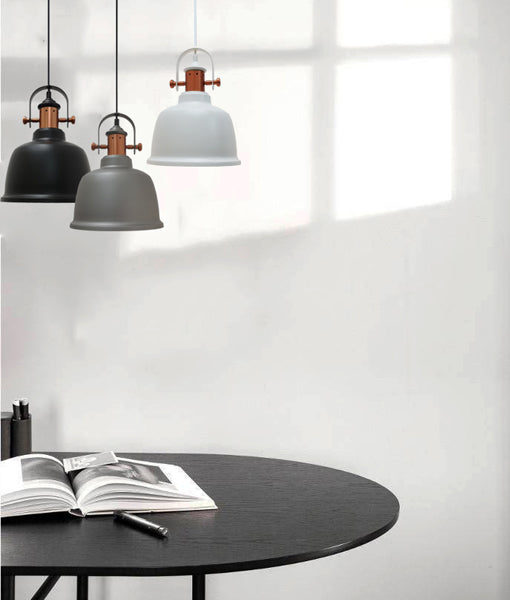 ALTA: Industrial Bell Shape With Copper Highlights Pendant Lights