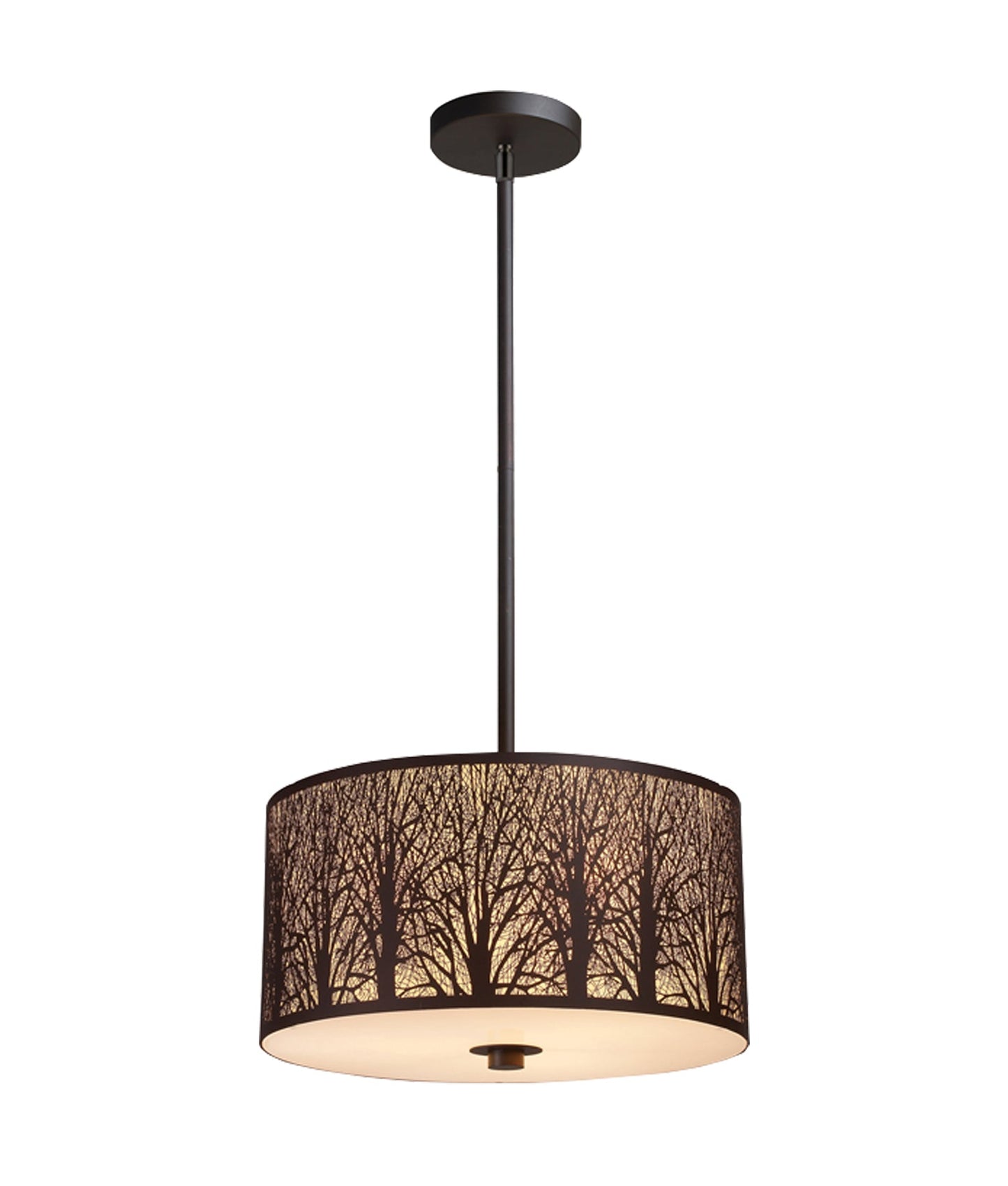 AUTUMN: Large Drum Aged Bronze with Amber Lining Pendant Light