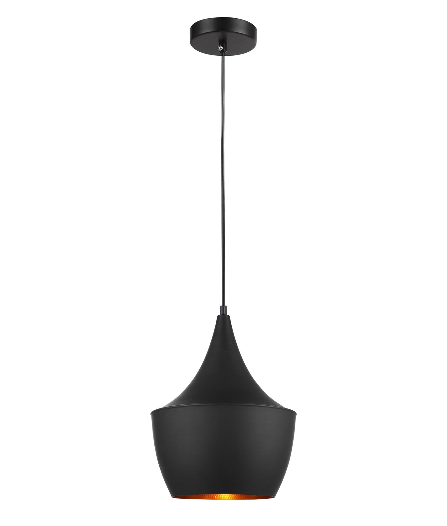 CAVIAR: Black Angled Bell Shape Pendant Light