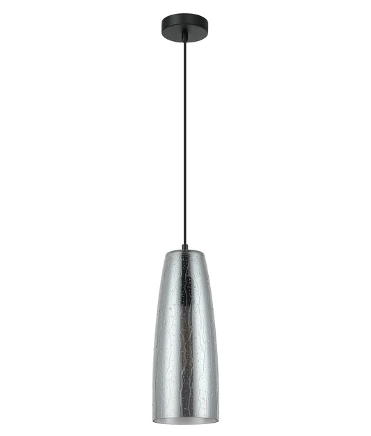 CHUVA: Smokey Black Glass with Rain Drop Effect Long Cone Pendant Light
