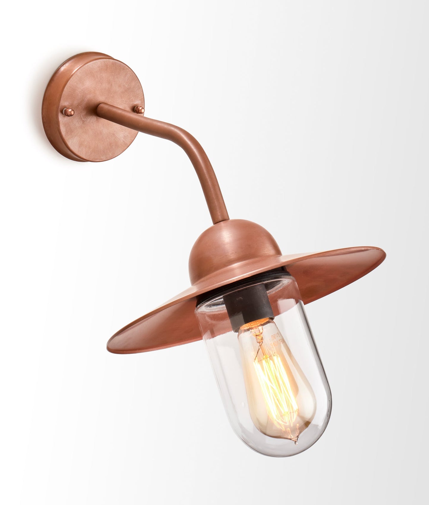 DEKSEL: Matte Aged Copper Exterior Wall Lamp With Clear Glass IP54