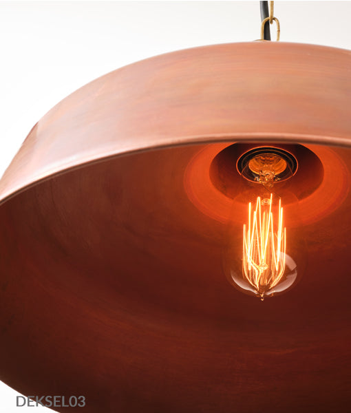 DEKSEL: Industrial Rustic Aged Copper Interior Dome Shape Pendant Light
