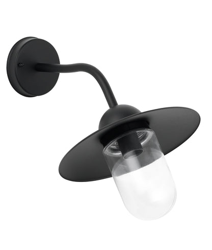 DEKSEL: Industrial Matte Black Exterior Wall Light With Clear Glass IP54