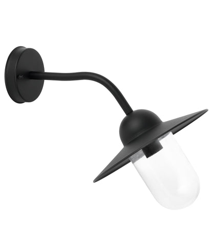 DEKSEL: Industrial Matte Black Exterior Wall Light With Clear Glass IP54