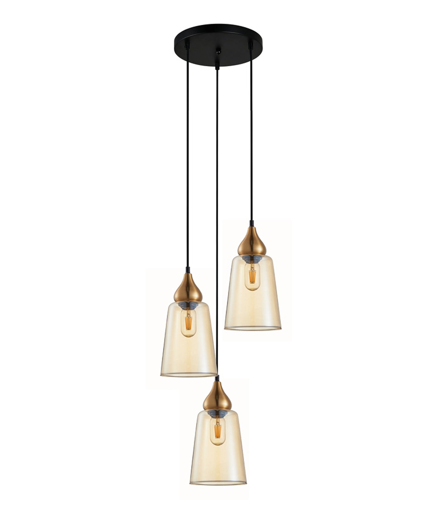 JEREZ: Bronze Amber/ Smokey Black Ellipse Glass Flat Top Pendant Lights