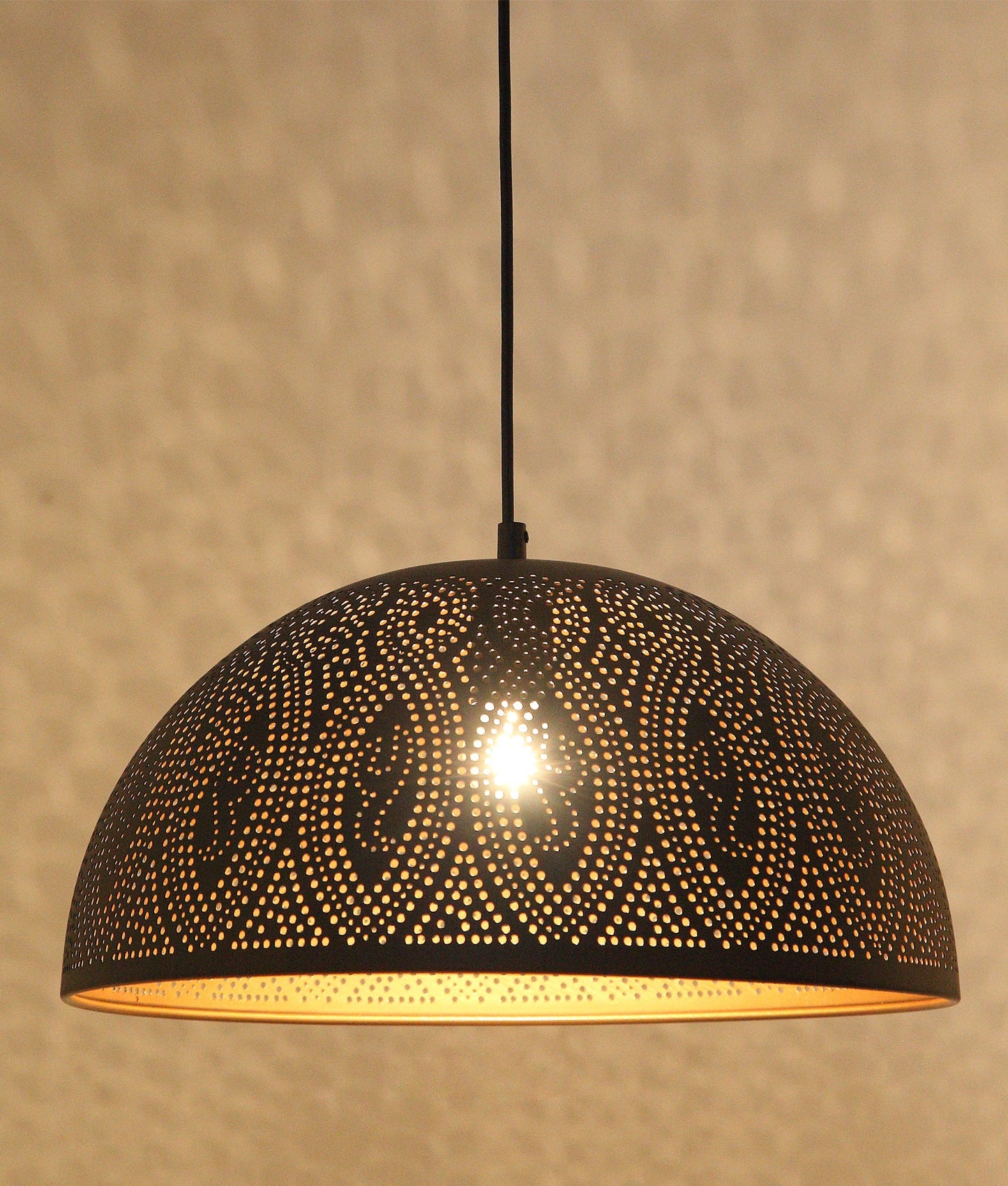 MARRAKESH: Bohemian Interior Black Dome Shape Pendant Light